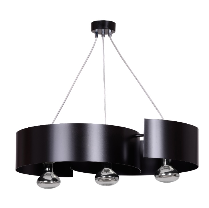 Designerska lampa wisząca Vixon 3 - czarna gięta blacha