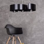 Designerska lampa wisząca do salonu Vixon 3 - czarna gięta blacha