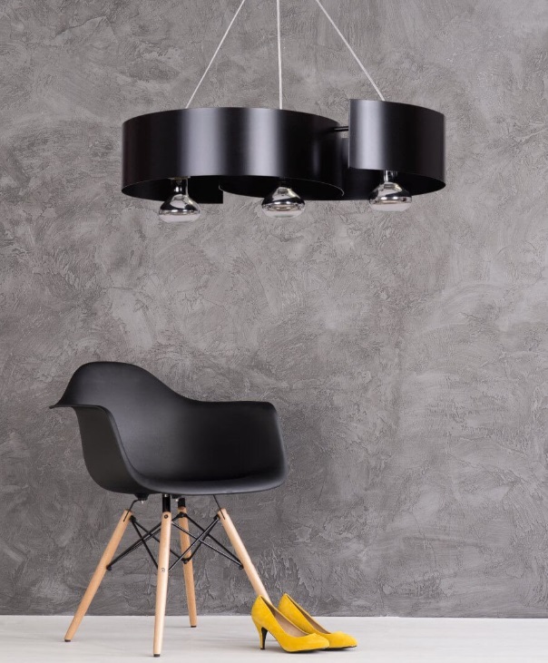 Designerska lampa wisząca do salonu Vixon 3 - czarna gięta blacha