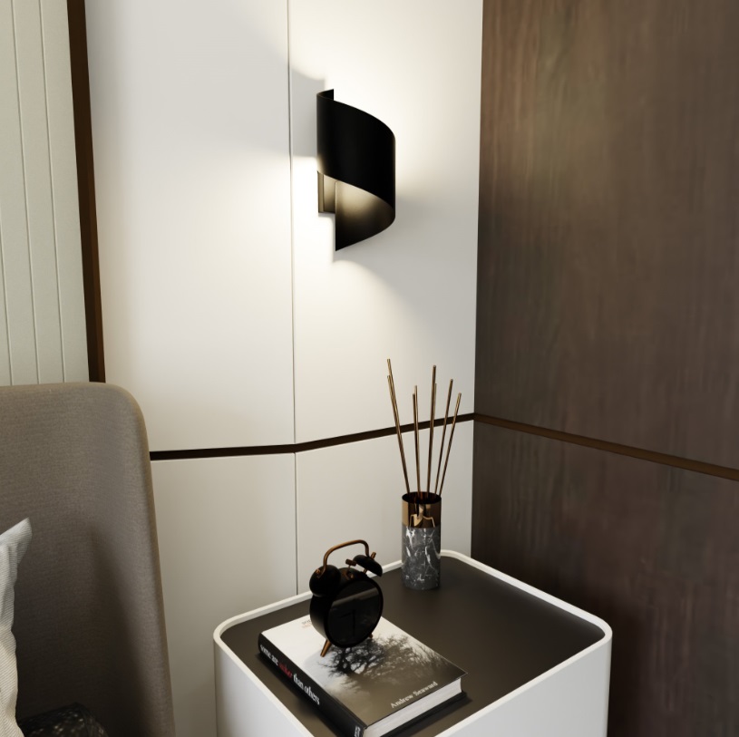 Designerski kinkiet do salonu Spiner - z czarnego metalu