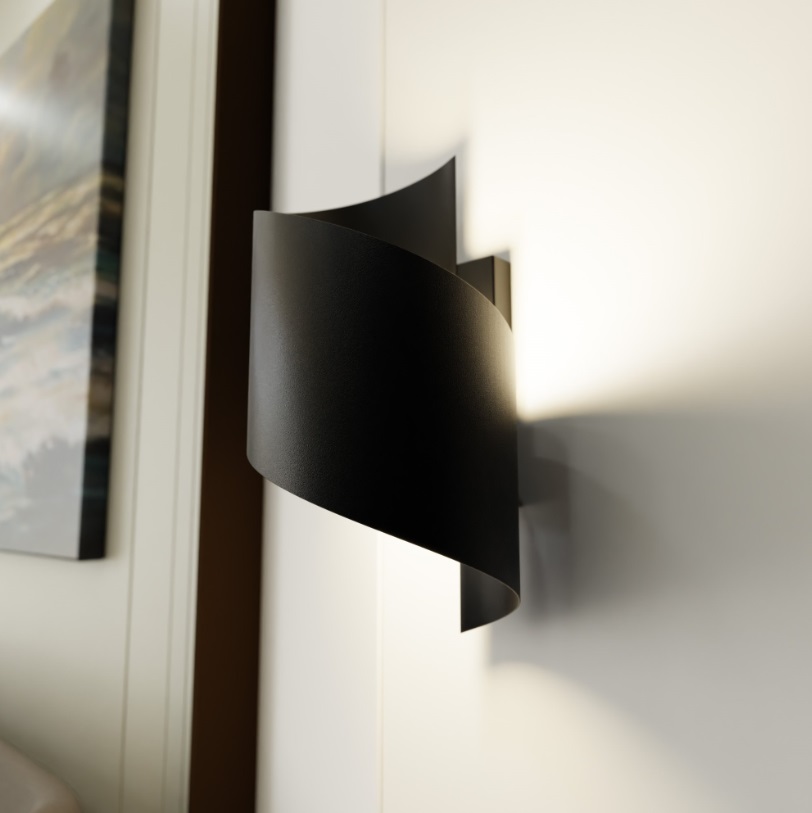 Designerski kinkiet spirala Spiner - z czarnego metalu