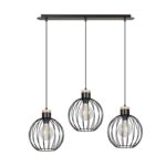 Druciana skandynawska lampa wisząca Barbado 3 - metal z drewnem