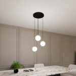 Elegancka lampa sufitowa wisząca Royal 3 - jadalnia ze stołem