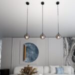 Elegancka lampa wisząca Cosmo - grafitowa szklana kula
