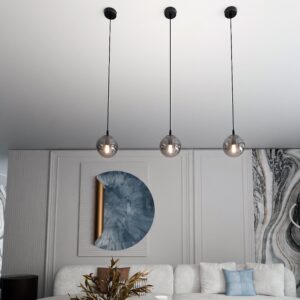 Elegancka lampa wisząca Cosmo - grafitowa szklana kula