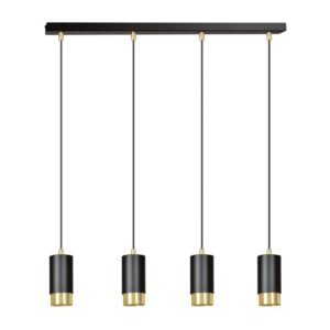 Elegancka lampa wisząca Fumiko 4 - czarno-złote tuby nad stół