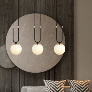Elegancka lampa wisząca nad stół Glam 3- kule na łuku