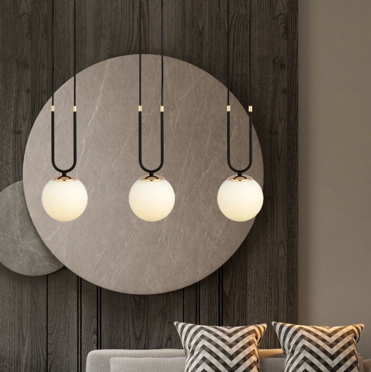 Elegancka lampa wisząca Glam 3- kule na łuku