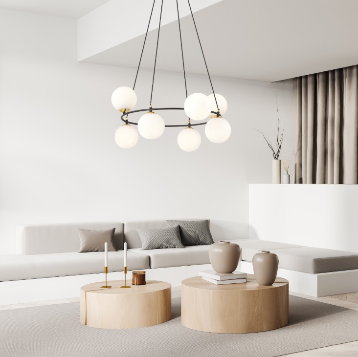 Elegancka lampa wisząca do salonu Azura 8 - złote detale