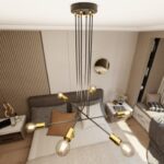 Elegancka lampa wisząca do salonu Vesio 6 - czarno-złota