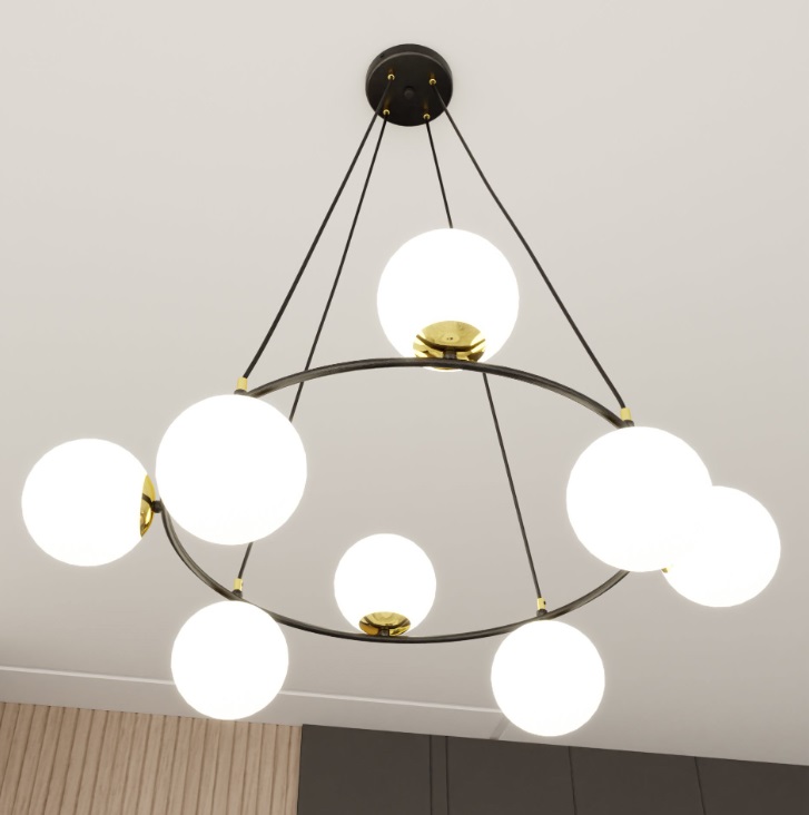 Elegancka lampa wisząca kule Azura 8 - złote detale