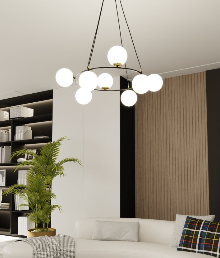 Elegancka lampa wisząca kule do salonu Azura 8 - złote detale