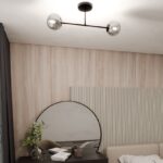 Elegancki plafon do sypialni Roma 2 - srebrne szklane klosze
