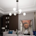 Elegancki żyrandol do salonu Ognis 6 - czarno-złoty