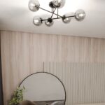 Elegancki żyrandol do sypialni Roma 6 - grafitowe kule szkła