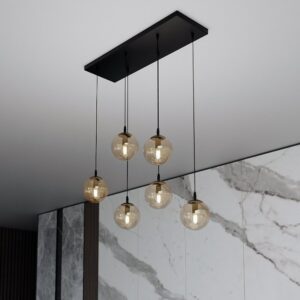 Lampa sufitowa wisząca do salonu Cosmo 6 - miodowe kule