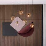 Lampa sufitowa wisząca do salonu Cosmo 6 - miodowe szkło