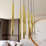 Lampa wisząca Selter 9 - złote smukłe tuby