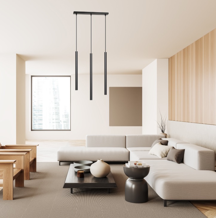 Lampa wisząca do salonu Selter 3 - czarne tubki