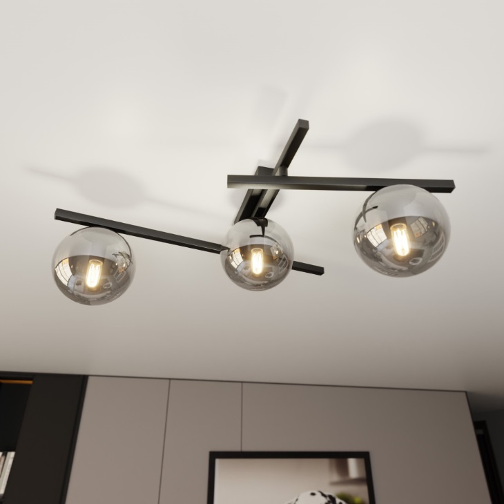 Nowoczesna lampa sufitowa do sypialni Smart 3 - grafitowe kule