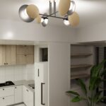 Nowoczesny czarny żyrandol Zita - salon z jadalnią