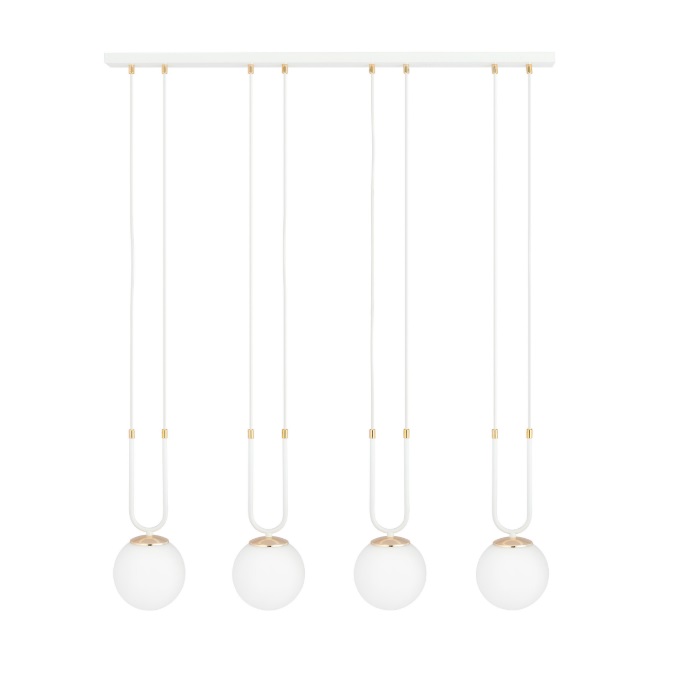 Podłużna lampa wisząca do salonu Glam 4 - biała