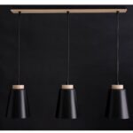 Potrójna czarna lampa wisząca Bolero 3 - drewno