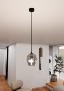 Srebrna szklana lampa wisząca Istar - grafitowa