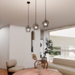 Srebrna szklana lampa wisząca Istar - nad stół