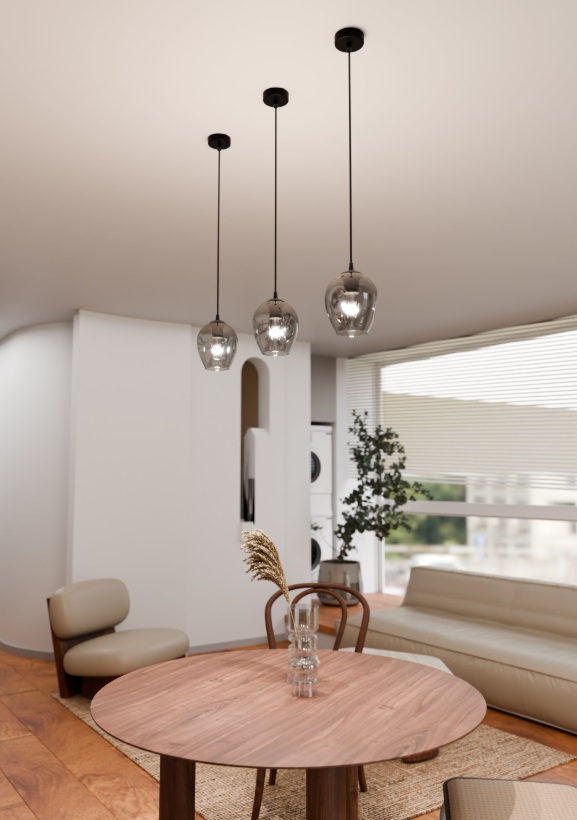 Srebrna szklana lampa wisząca Istar - nad stół