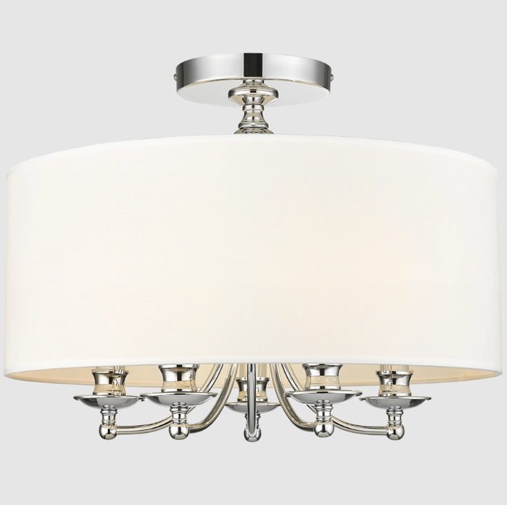 Srebrny plafon hamptons Abu Dhabi 50 - biały abażur