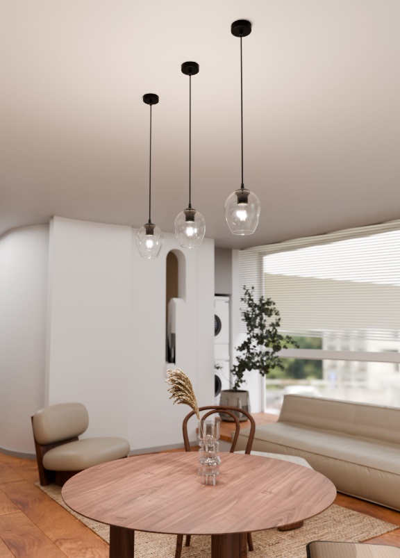 Szklana lampa wisząca nad stół Istar - przezroczysty klosz