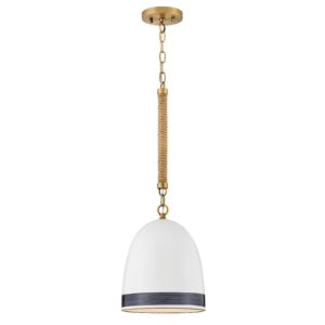 Biała lampa wisząca Nash - sznur z juty, ceramiczny klosz - modern farmhouse