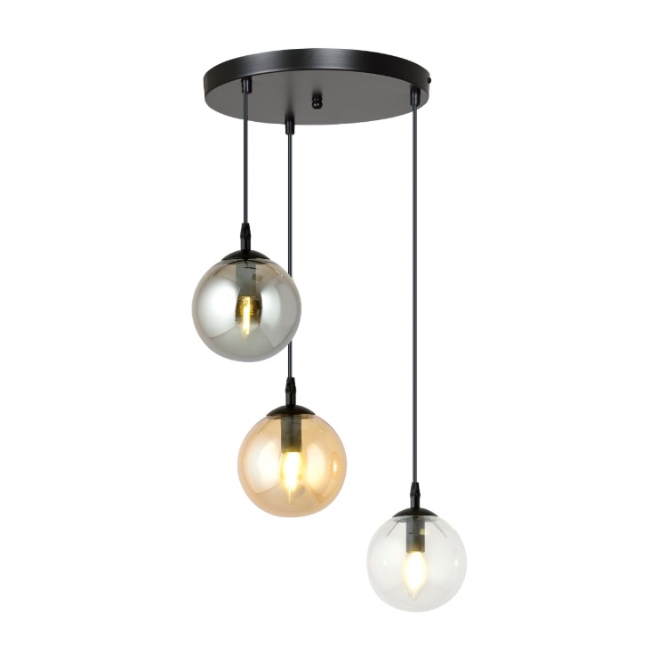 3-kolorowa lampa wisząca Cosmo Premium 3 - szkalne kule