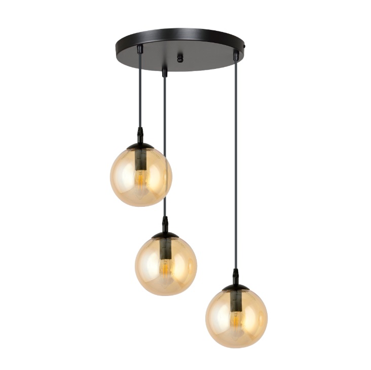 3-punktowa lampa wisząca Cosmo Premium 3 - bursztynowe kule