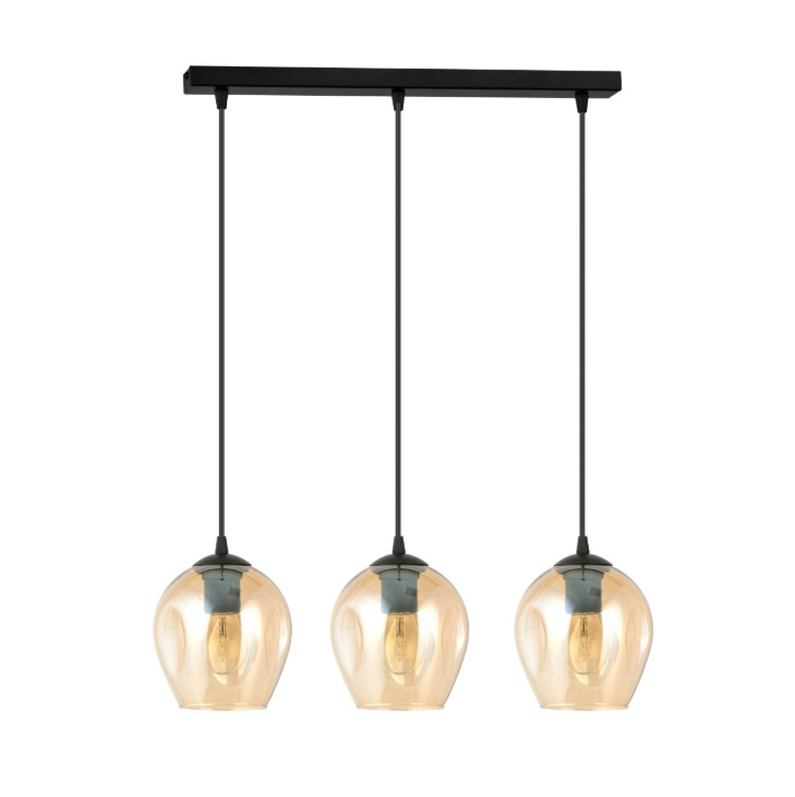 3-punktowa lampa wisząca nad wyspę Istar Premium 3 - bursztynowe klosze