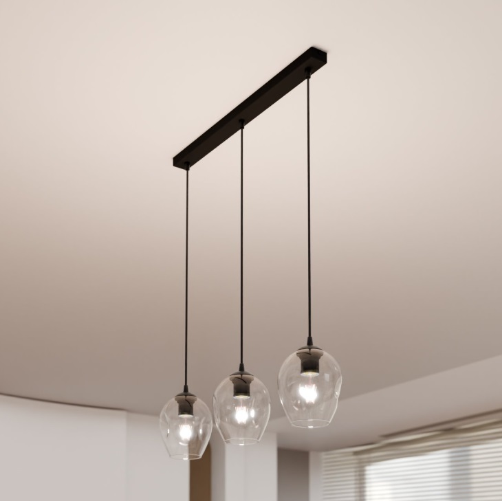 3-punktowa lampa wisząca nad wyspę Istar Premium 3 - przezroczyste szkło