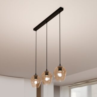 3-punktowa podłużna lampa wisząca Istar Premium 3 - bursztynowe klosze
