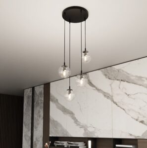 4-punktowa lampa wisząca Cosmo Premium 4 - przezroczyste klosze