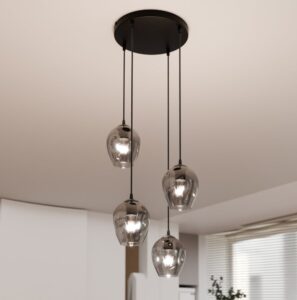 4-punktowa lampa wisząca nad stół Istar Premium 4 - grafitowe szkło