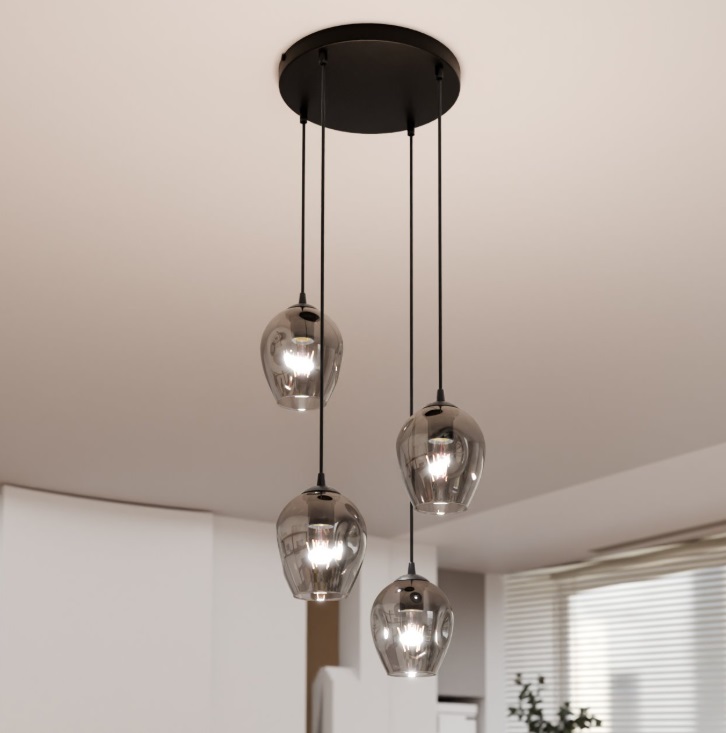 4-punktowa lampa wisząca Istar Premium 4 - grafitowe szkło