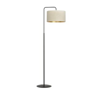 Biała lampa podłogowa do salonu Hilde - welurowy abażur