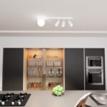 Biała lampa sufitowa do kuchni Baster 4 - kula i 3 ruchome spoty