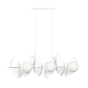 Biała lampa wisząca do salonu Drifton 6 - geometryczny design