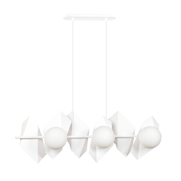 Biała lampa wisząca do salonu Drifton 6 - geometryczny design