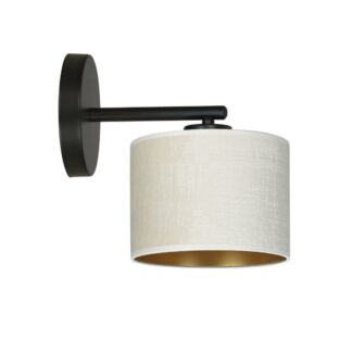 Biały kinkiet welurowy Hilde - złote wnętrze klosza