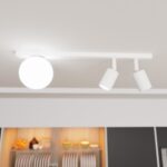 Biały plafon sufitowy Baster 3 - kula i 2 reflektorki
