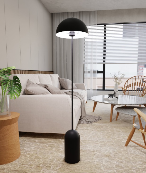 Czarna lampa podłogowa do salonu Kava - nowoczesna