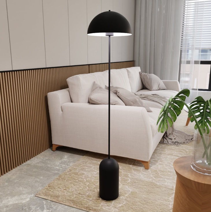 Czarna lampa podłogowa do salonu Kava - skandynawska