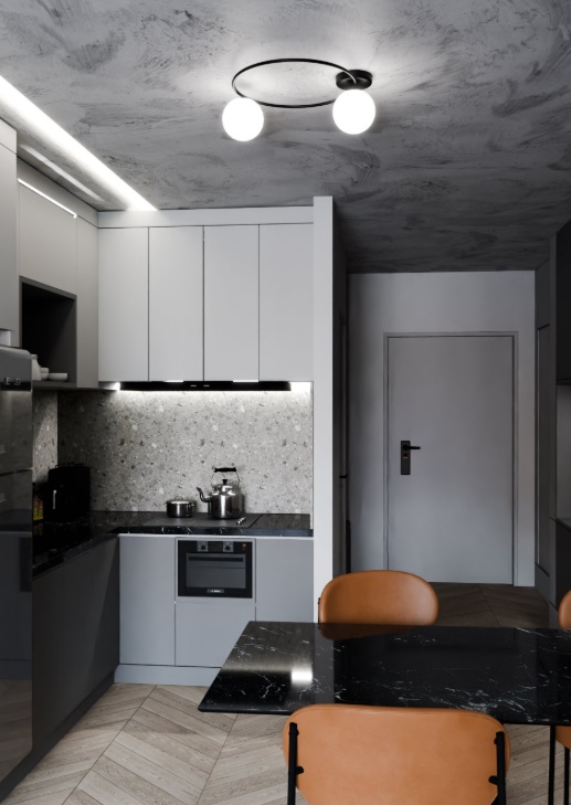Czarna lampa sufitowa Sopra 2 - aranżacja kuchni